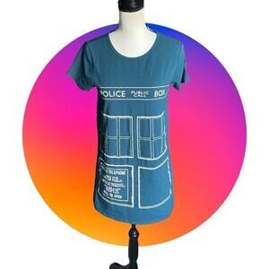Her Universe Dr Who Tardis TShirt Dress Womans Blue Police Box Cosplay S 2 4